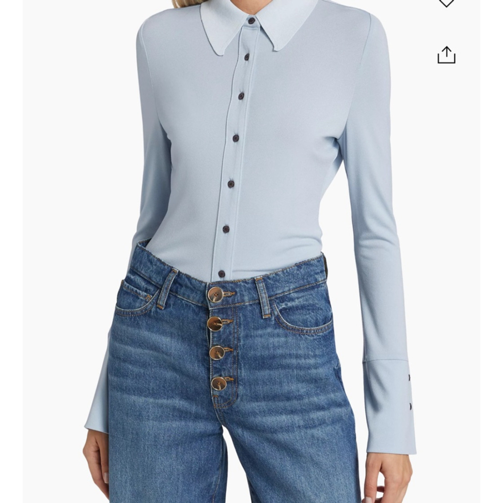 Women's Derek Lam 10 Crosby Button-Down Top Size M Blue $295 MSRP